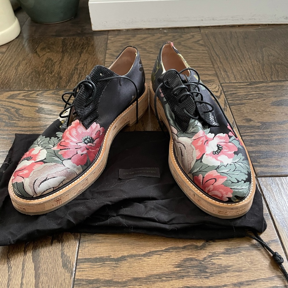 Dries Van Noten silk/ cork oxfords